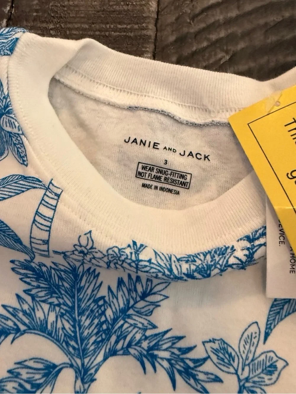 Janie and Jack White and Blue Tropical Palm Pajama Set